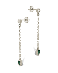 Delicate Chain Link CZ Drop Earrings - Sterling Forever