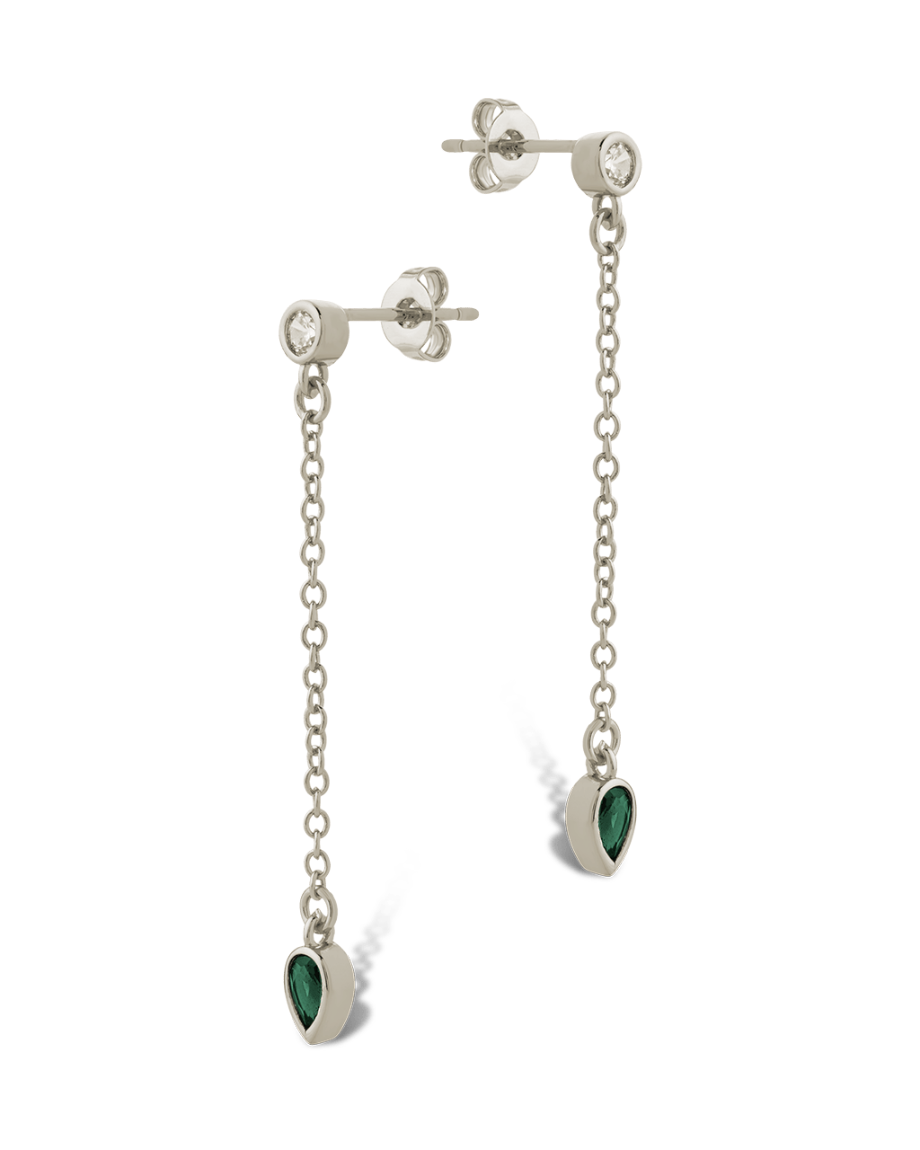 Delicate Chain Link CZ Drop Earrings - Sterling Forever