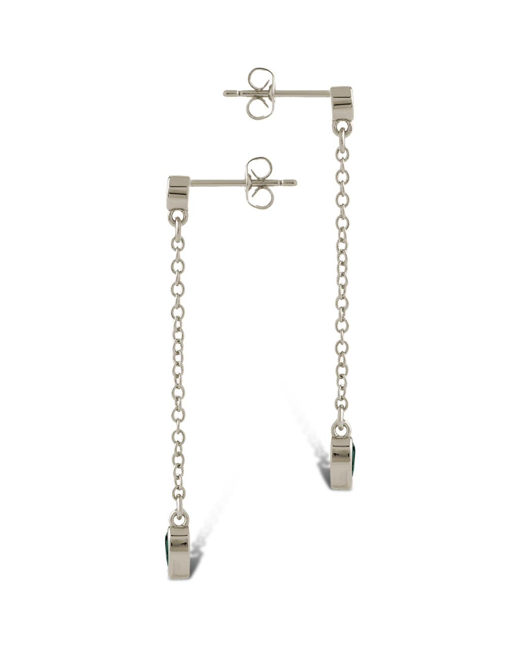 Delicate Chain Link CZ Drop Earrings - Sterling Forever