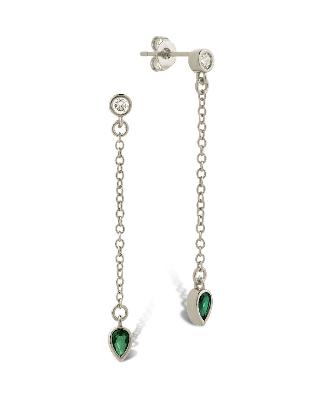 Delicate Chain Link CZ Drop Earrings - Sterling Forever