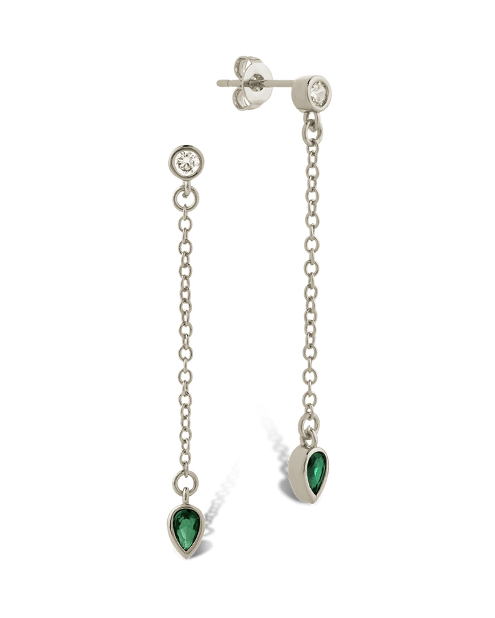 Delicate Chain Link CZ Drop Earrings