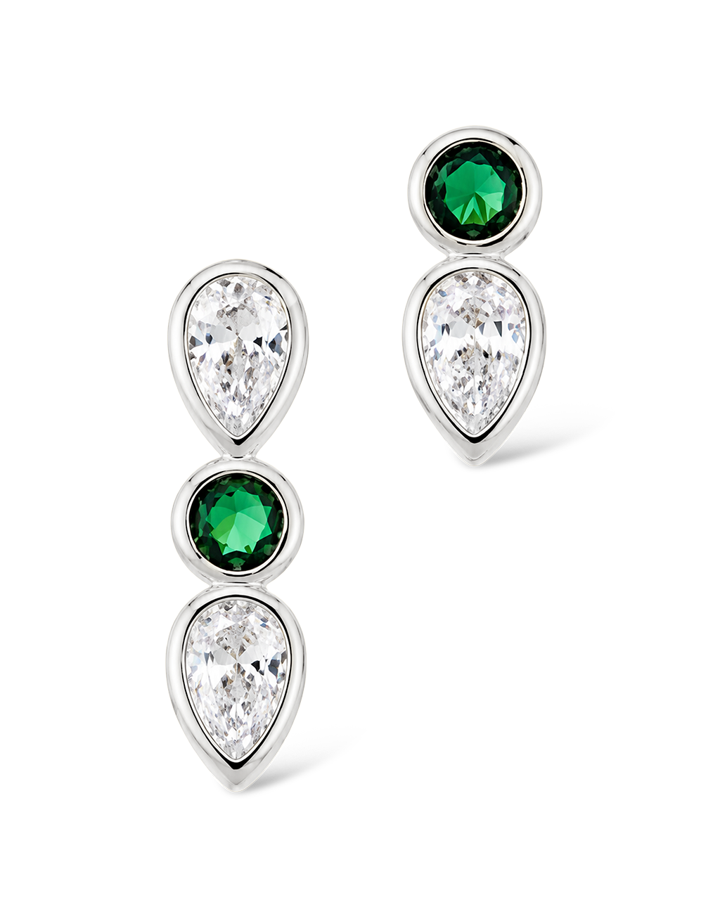 Bezel-Set Mixed-Cut Vertical Drop Stud Set