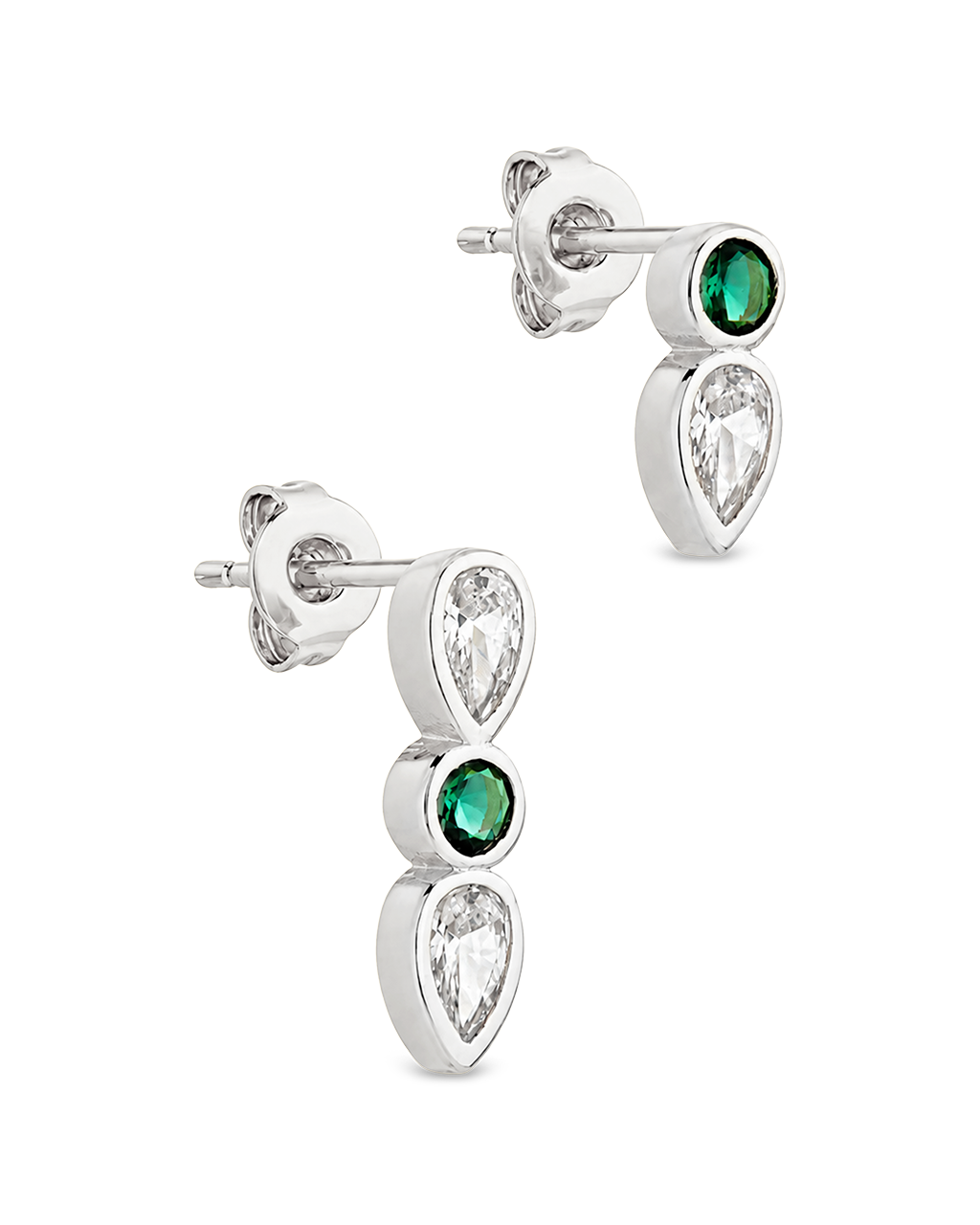Bezel-Set Mixed-Cut Vertical Drop Stud Set