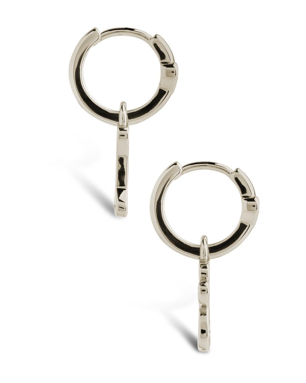 CZ Paw Print & Bone Charm Microhoops