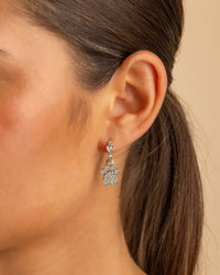 CZ Paw Print & Bone Charm Microhoops