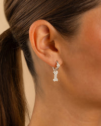 CZ Paw Print & Bone Charm Microhoops