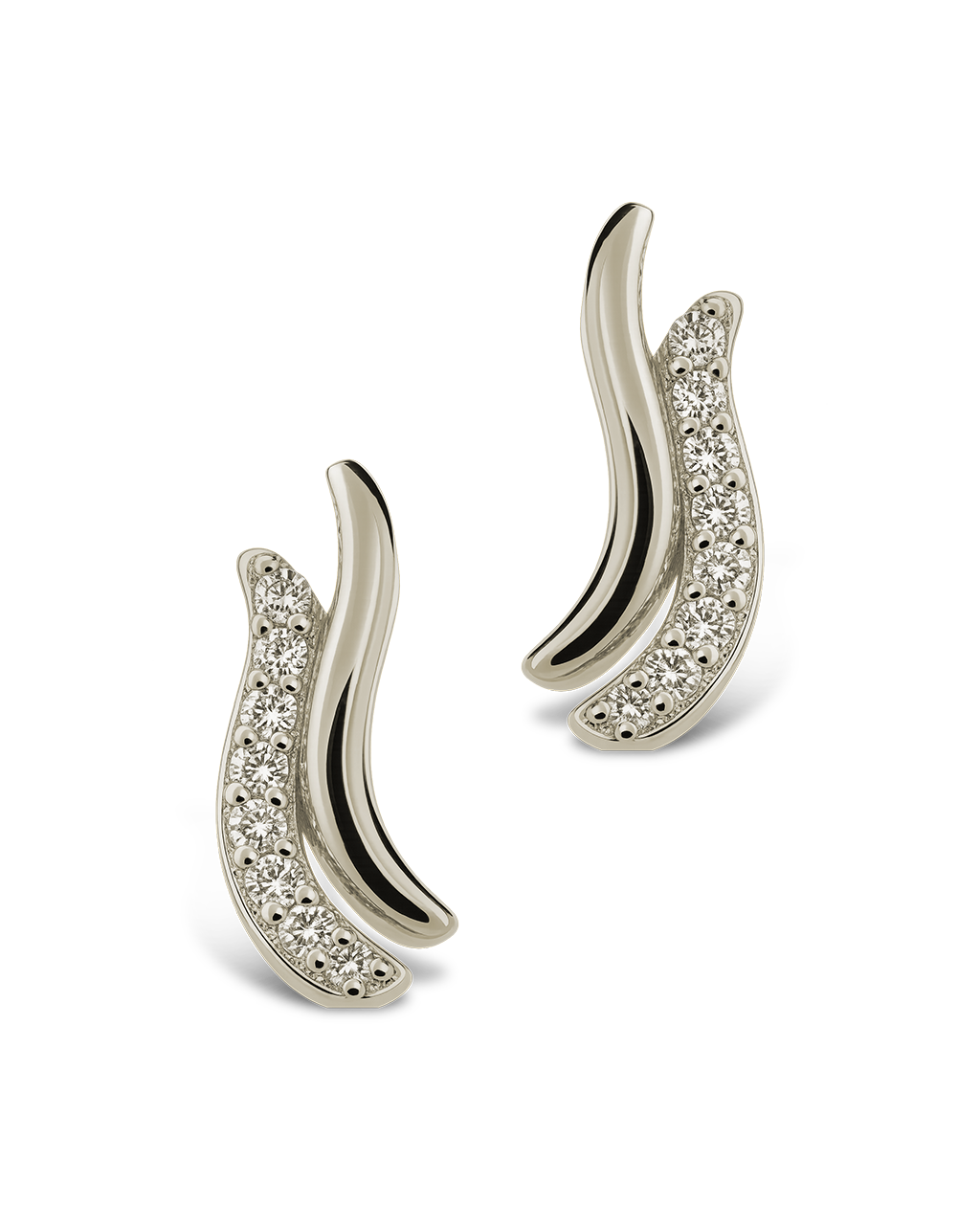 Pavé Crossover Huggie Earrings