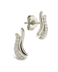 Pavé Crossover Huggie Earrings