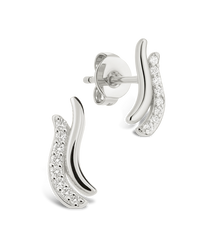 Pavé Crossover Huggie Earrings