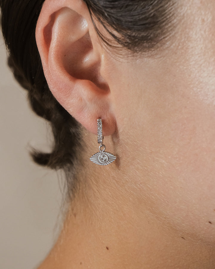 Sterling Silver Starry Nights Eye Micro Hoops