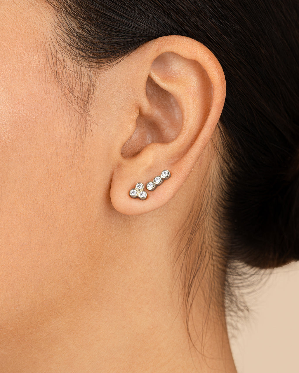 Sterling Silver 2pc Bezel Stud Set