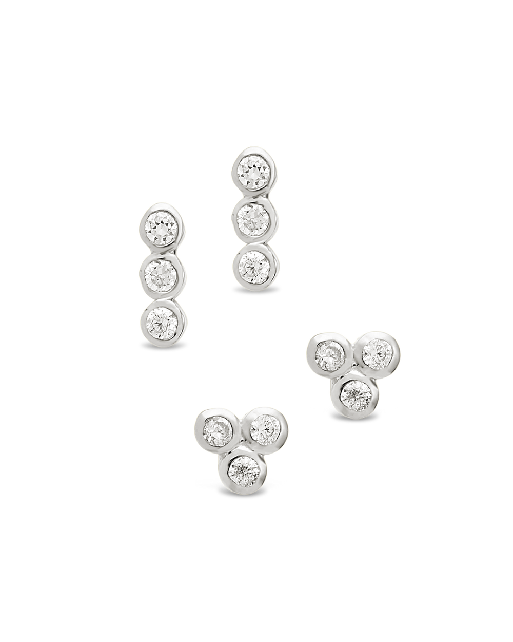 Sterling Silver 2pc Bezel Stud Set