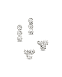 Sterling Silver 2pc Bezel Stud Set