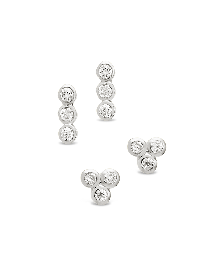 Sterling Silver 2pc Bezel Stud Set