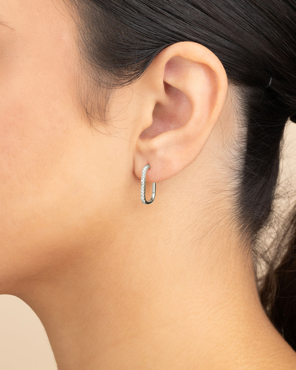 Sterling Silver CZ Hooked Hoops