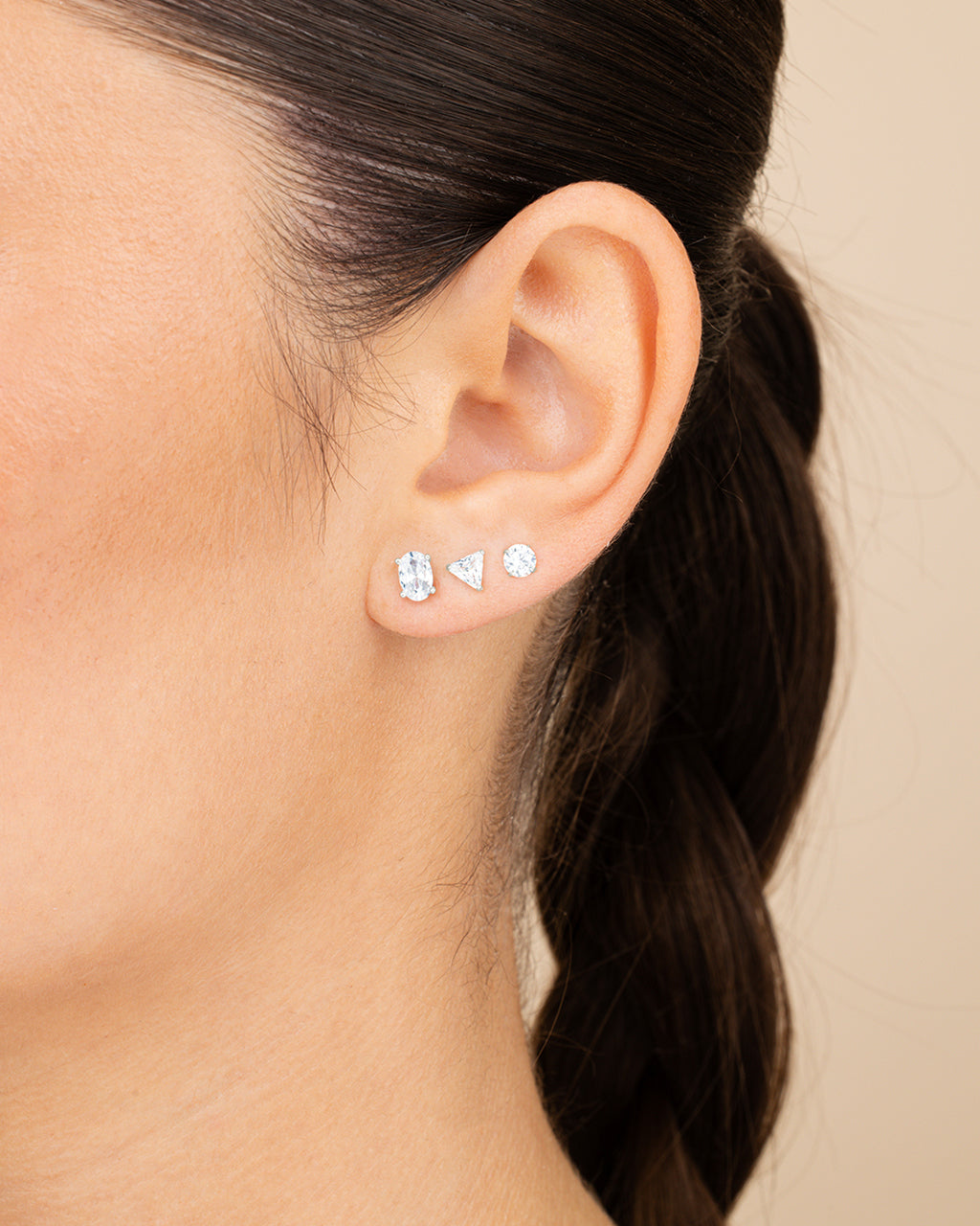 Sterling Silver Everyday CZ Stud Set of 3