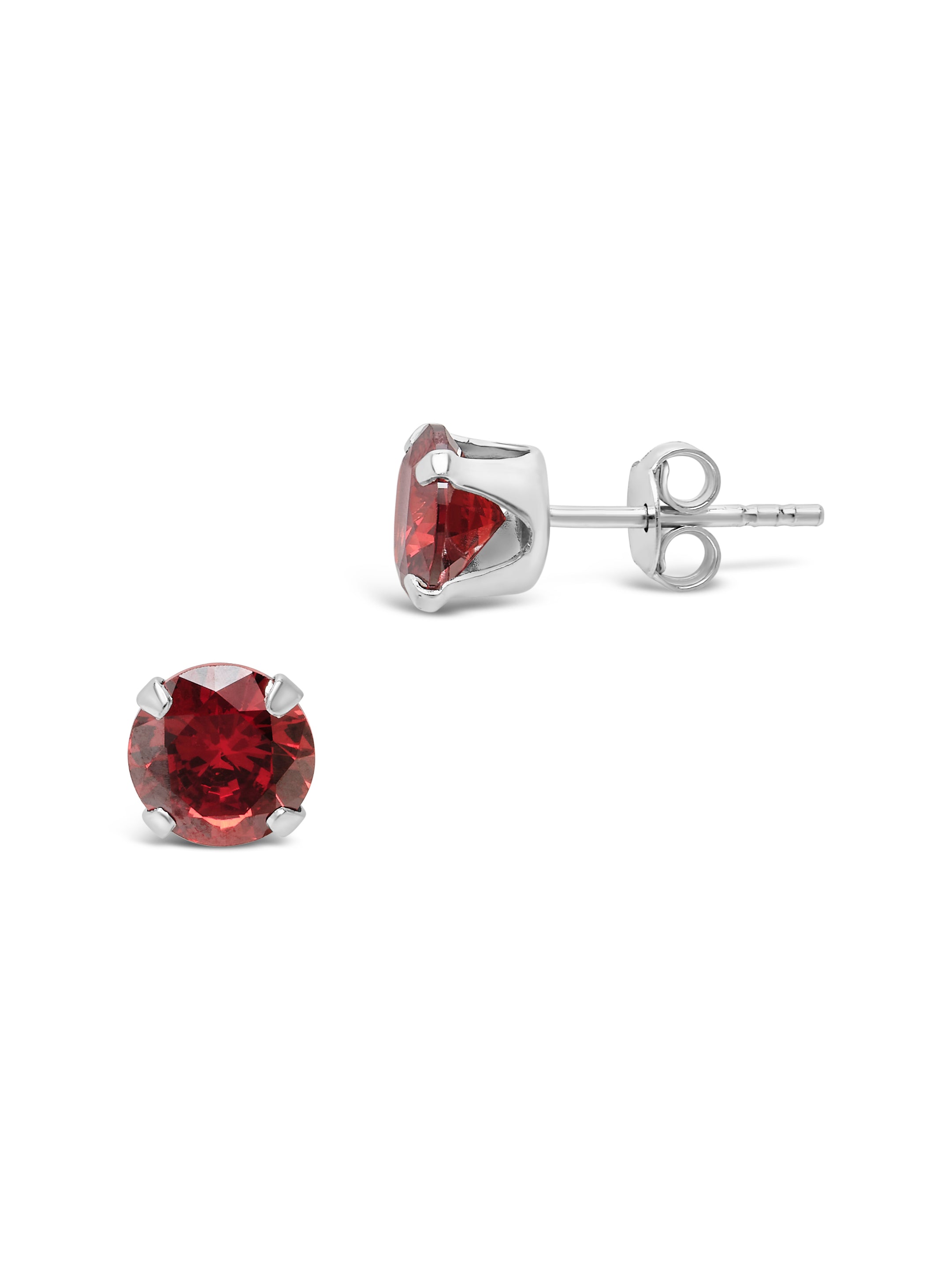 Sterling Silver 7mm Garnet CZ Stud Earrings