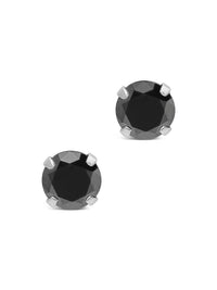 Sterling Silver 7mm Black CZ Stud Earrings