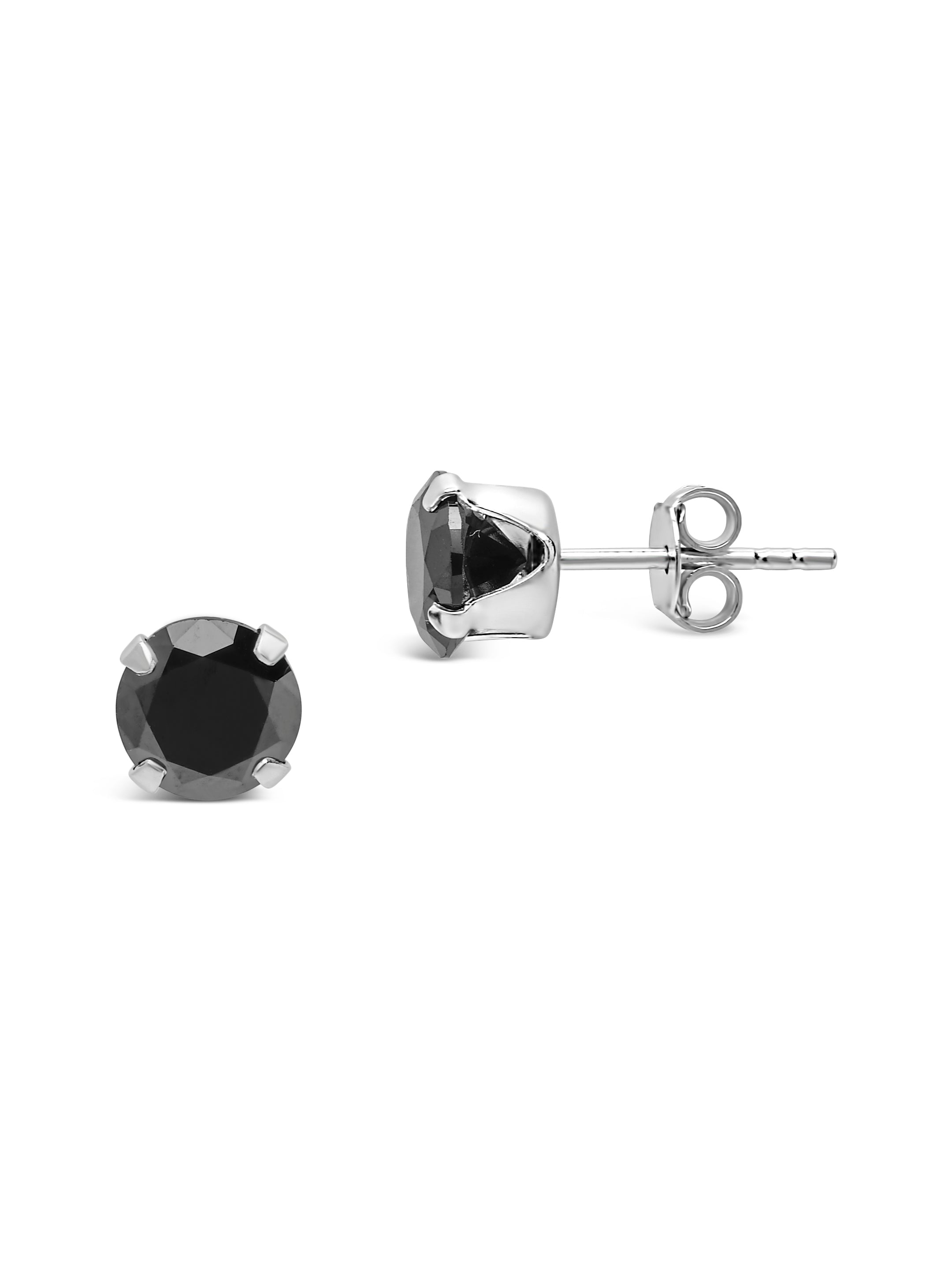 Sterling Silver 7mm Black CZ Stud Earrings