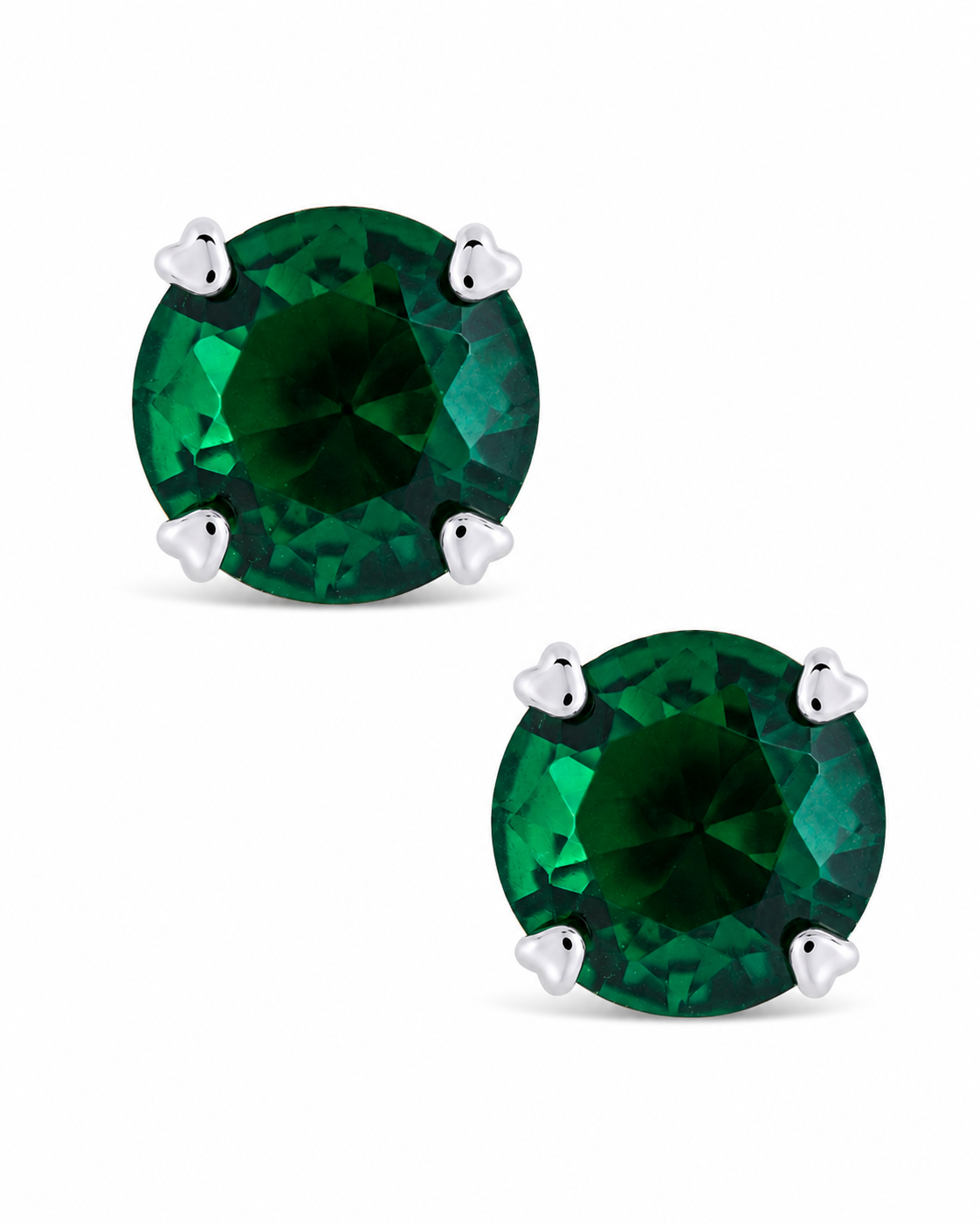 Sterling Silver 7mm Emerald CZ Stud Earrings
