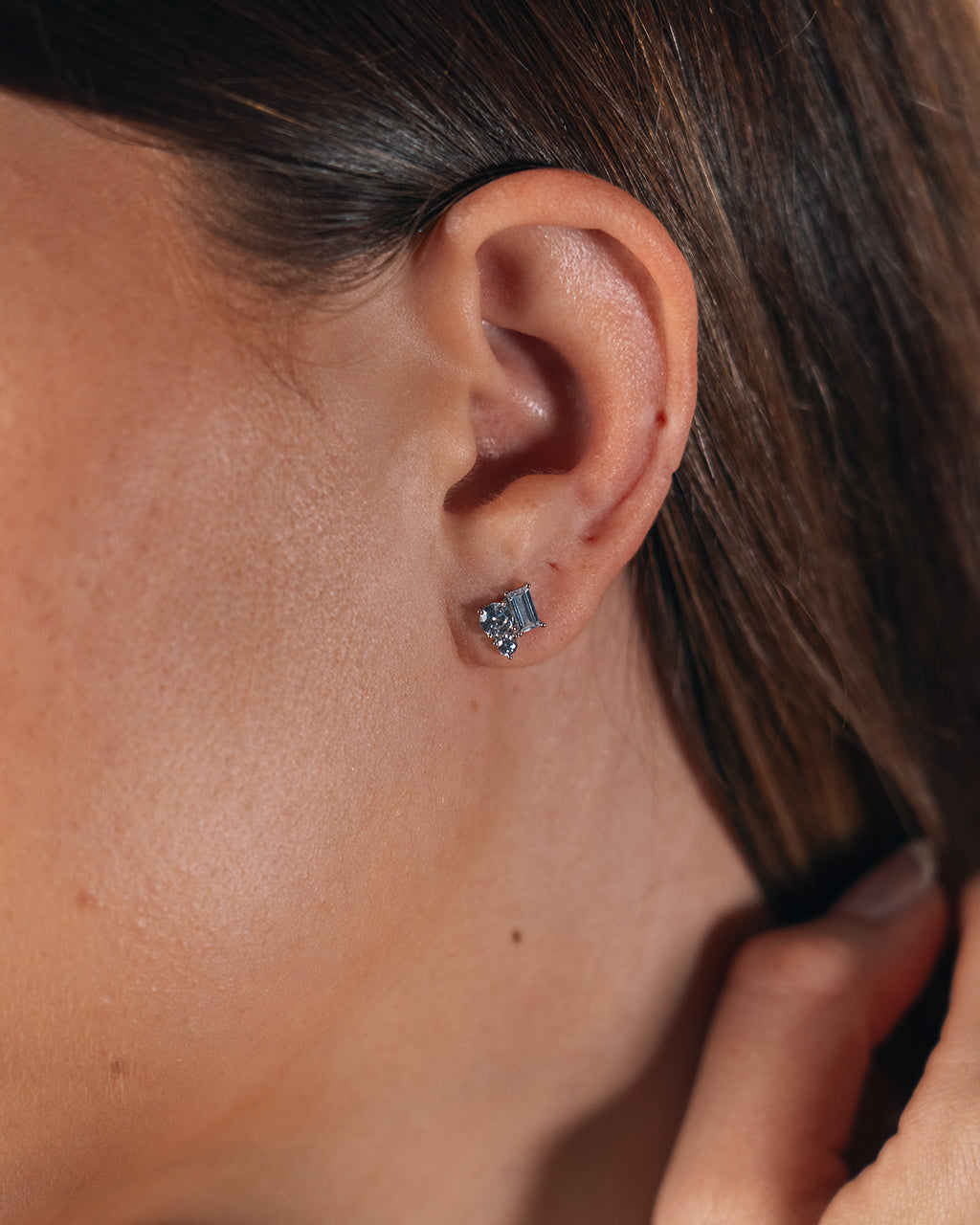 Sterling Silver CZ Cluster Studs