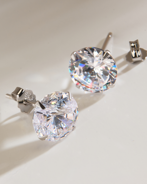 8mm CZ Sterling Silver Stud Earrings