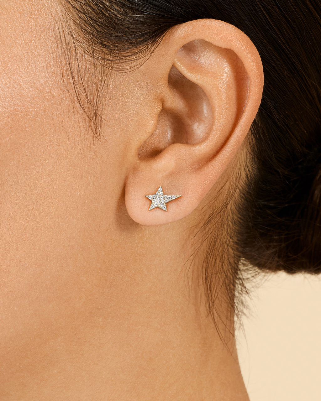 Sterling Silver CZ Star Stud Earrings