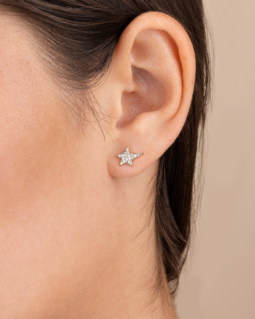 Sterling Silver CZ Star Stud Earrings