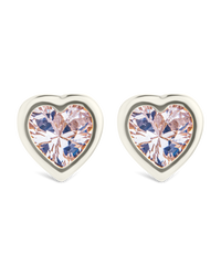 Sterling Silver Bezel Set CZ Heart Studs