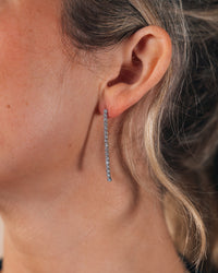 Sterling Silver CZ Linear Drop Earrings