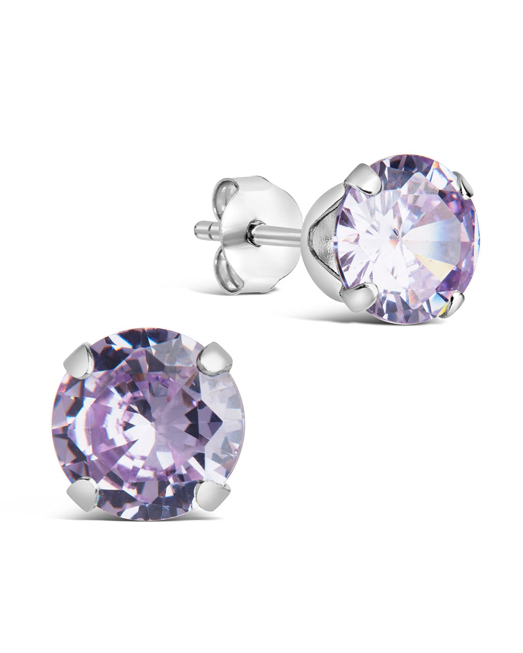 Sterling Silver 7mm Rainbow Cubic Zirconia Stud Earrings