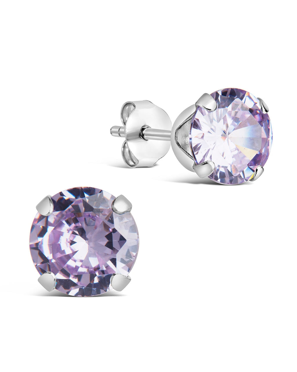 Sterling Silver 7mm Rainbow CZ Studs Earring Sterling Forever Light Periwinkle 