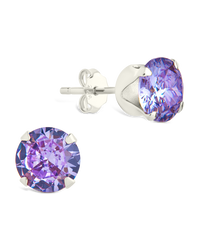 Sterling Silver 7mm Periwinkle CZ Stud Earrings