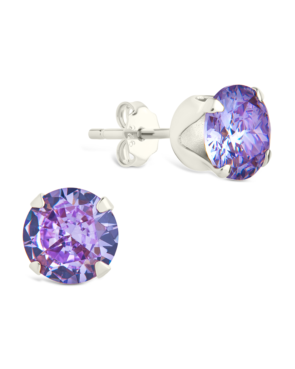 Sterling Silver 7mm Periwinkle CZ Stud Earrings