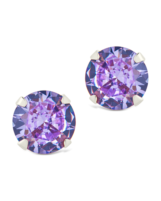 Sterling Silver 7mm Rainbow CZ Studs