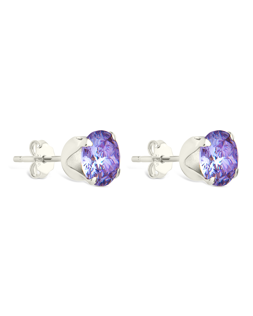 Sterling Silver 7mm Rainbow Cubic Zirconia Stud Earrings