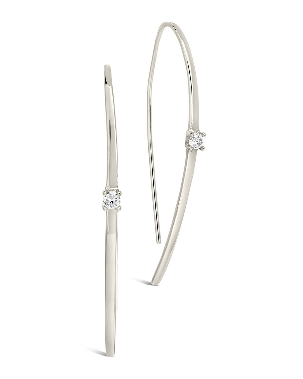 Sterling Silver CZ Studded Threader Earrings Earring Sterling Forever Silver 