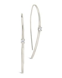 Sterling Silver CZ Studded Threader Earrings - Sterling Forever