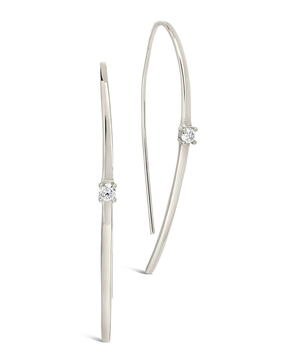 Sterling Silver CZ Studded Threader Earrings - Sterling Forever