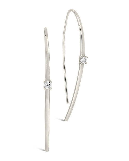 Sterling Silver CZ Studded Threader Earrings Earring Sterling Forever Silver 