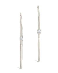 Sterling Silver CZ Studded Threader Earrings - Sterling Forever
