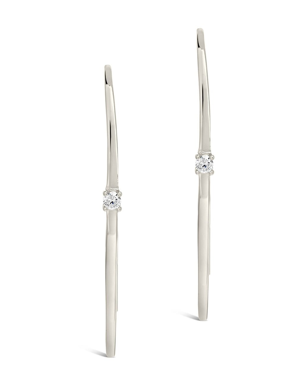 Sterling Silver CZ Studded Threader Earrings - Sterling Forever