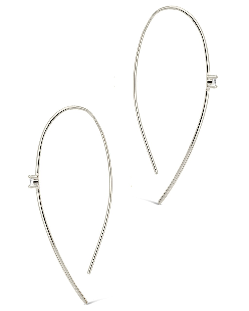 Sterling Silver CZ Studded Threader Earrings Earring Sterling Forever 