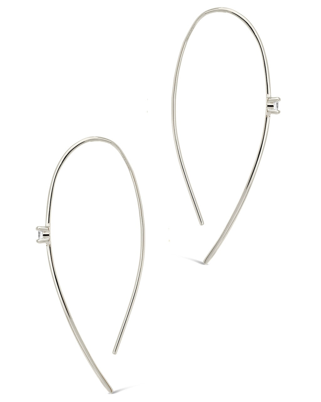 Sterling Silver CZ Studded Threader Earrings - Sterling Forever