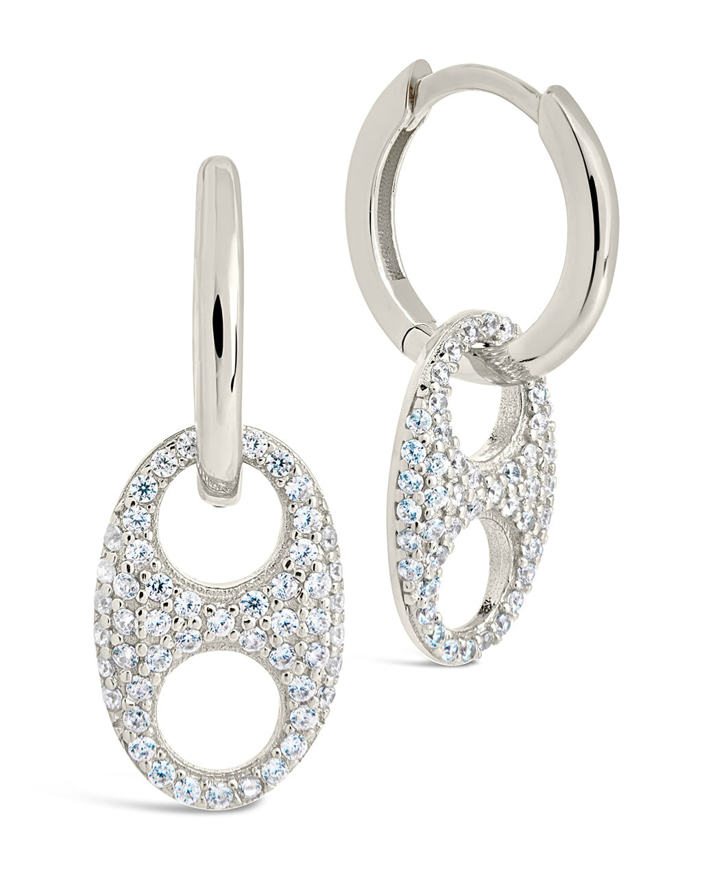 Avery CZ Charm Hoops Earring Sterling Forever Silver 