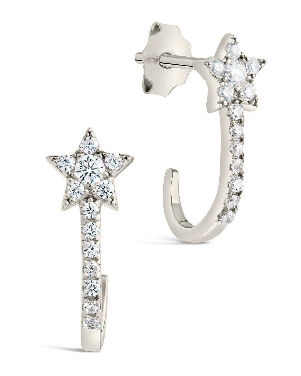 Sterling Silver CZ Star Jacket Earrings - Sterling Forever