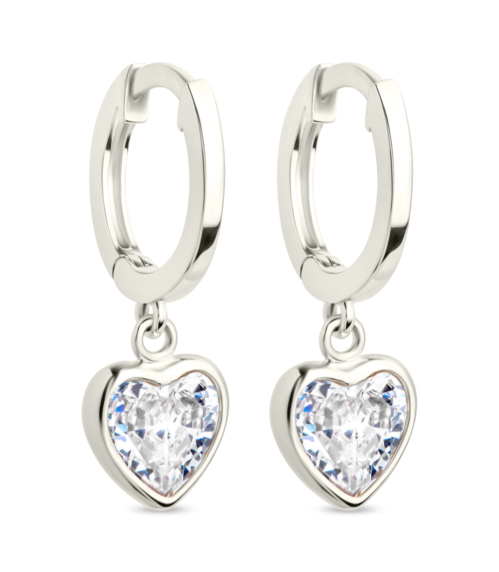 Sterling Silver Lizzy CZ Heart Drop Earrings