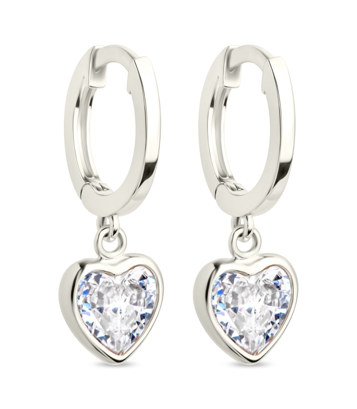 Sterling Silver Lizzy CZ Heart Drop Earrings