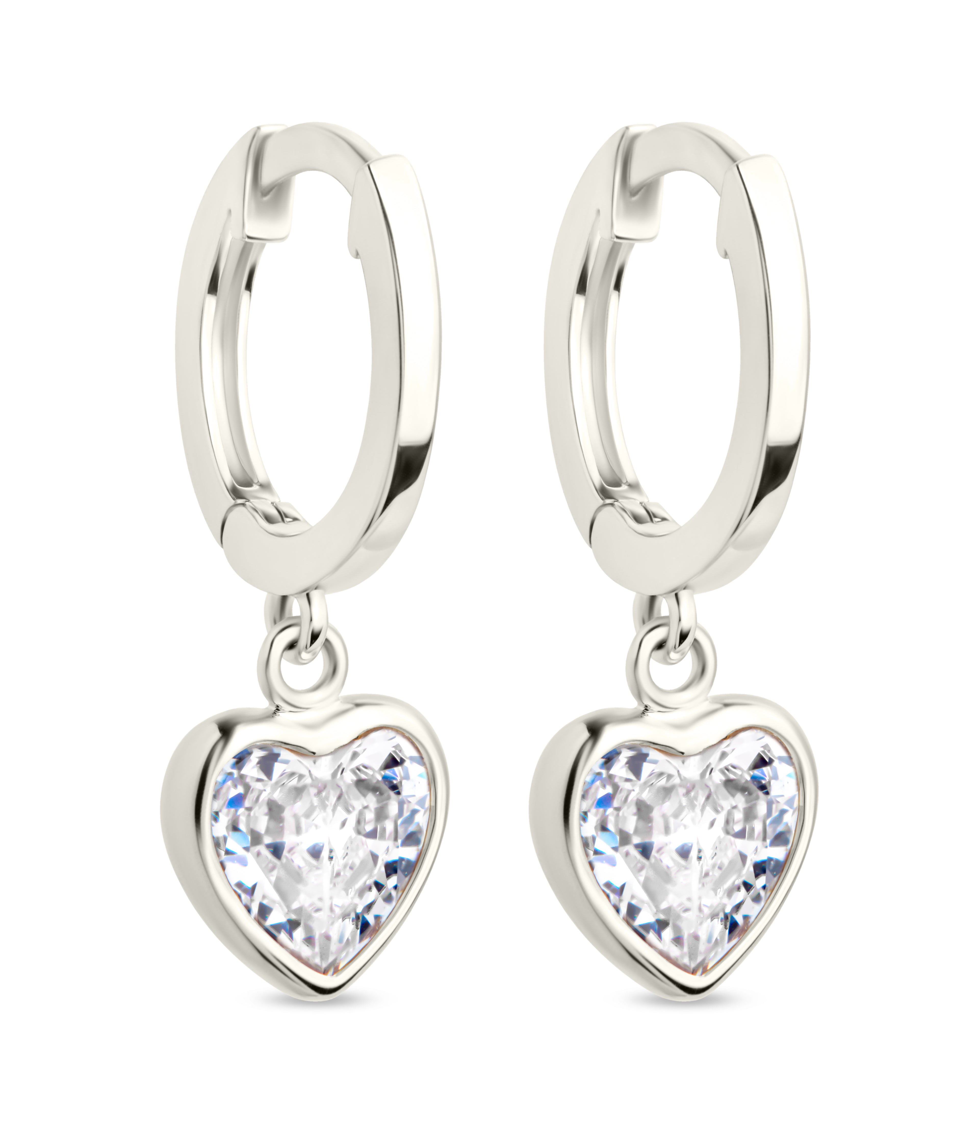 Sterling Silver Lizzy CZ Heart Drop Earrings - Sterling Forever