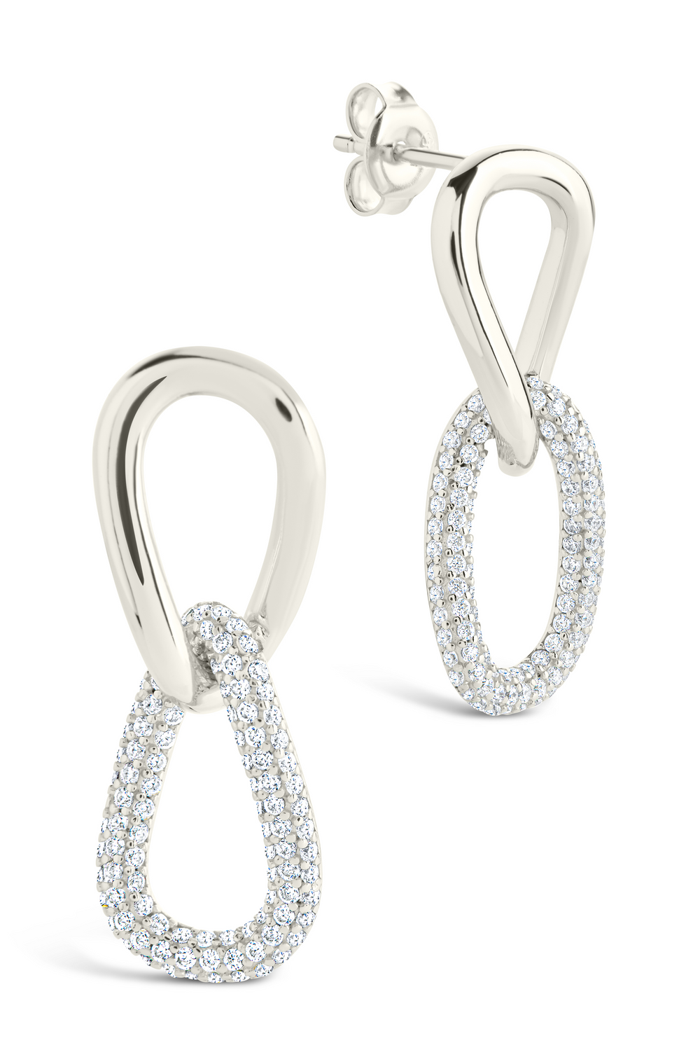 Sterling Silver Taissa CZ Chain Link Studs
